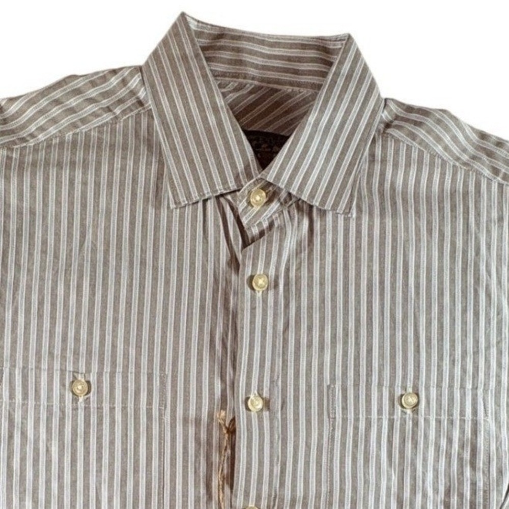 Pronto Uomo‎ Blue Striped Button Down Shirt Mens Large Cotton Long Sleeve Gray